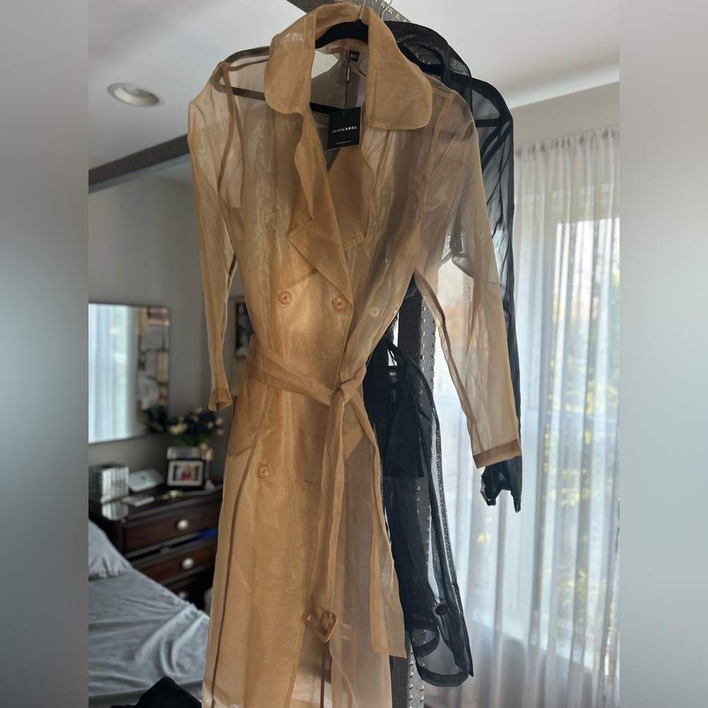 JLUXLABEL sheer trench NWT Black and Nude available size XL
